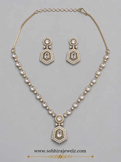 Crystal Hexagon Drop Pendant Set