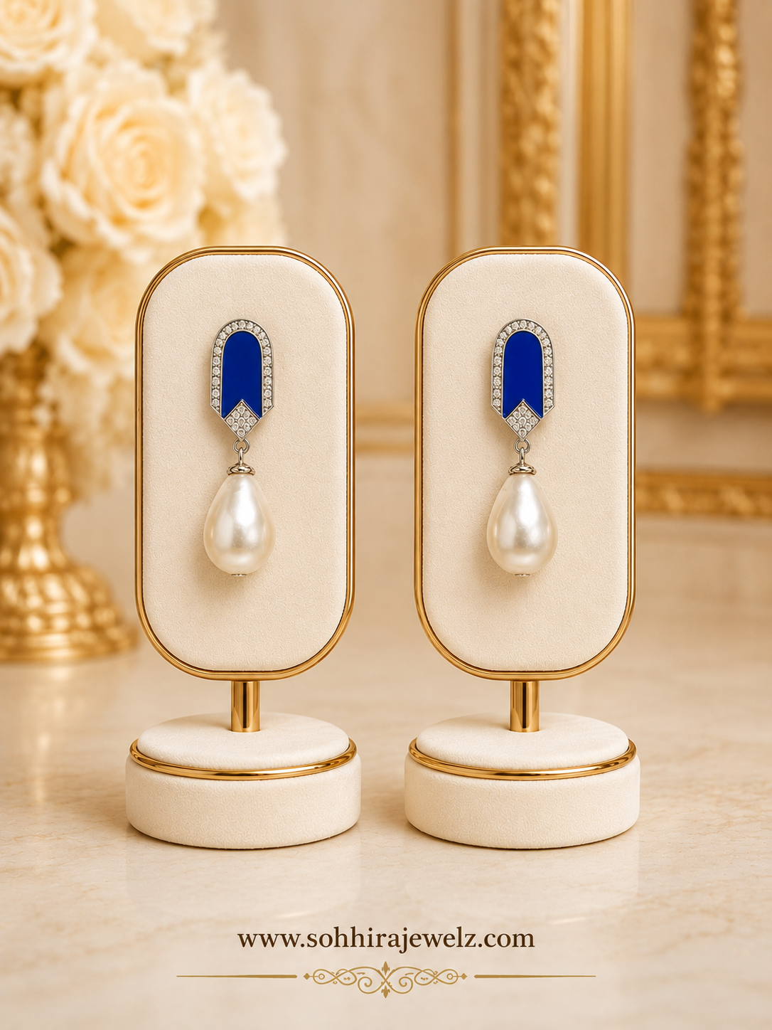 Azure Pearl Drop Earrings