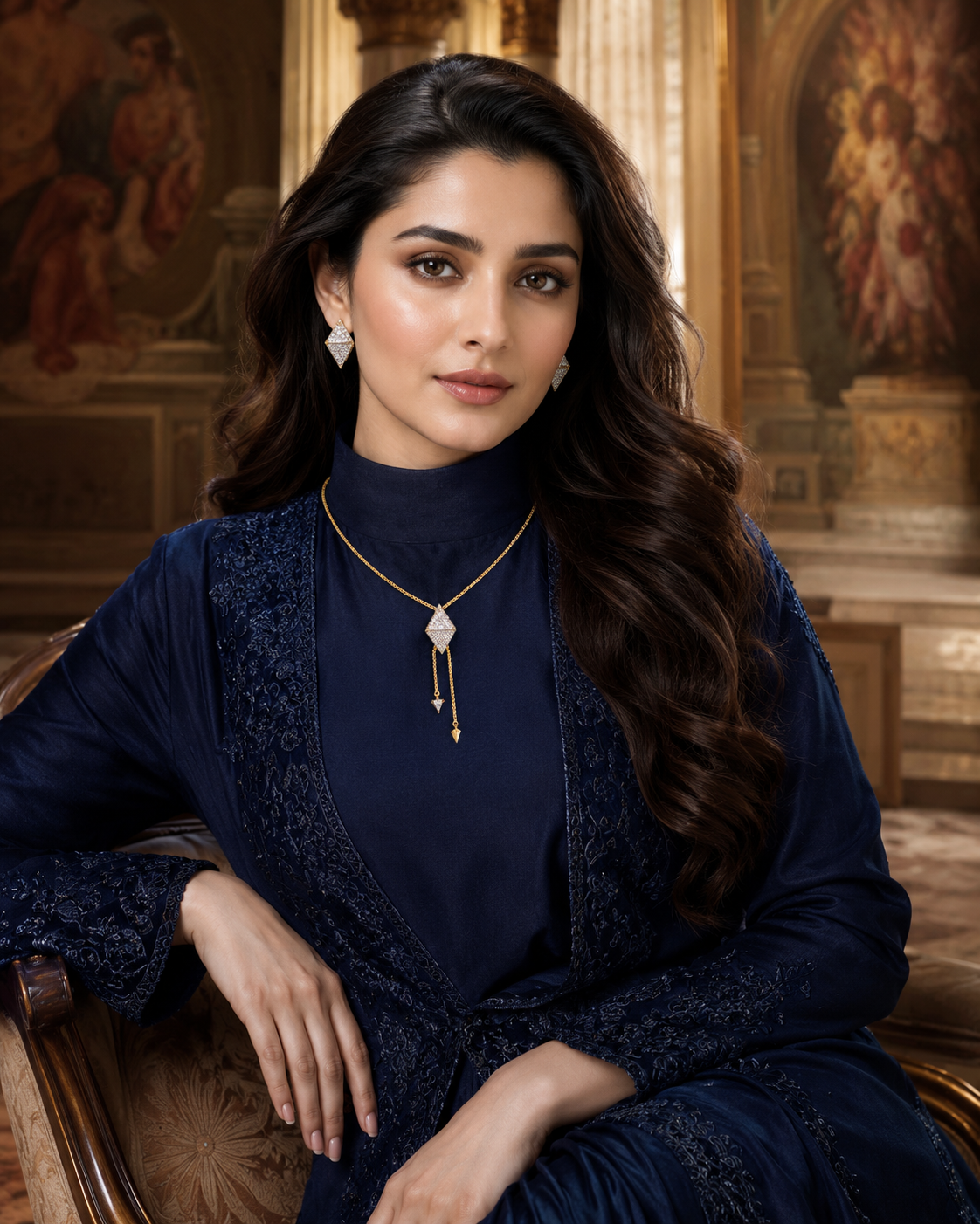 Sohhira Geometric Diamond Kite Pendant Set