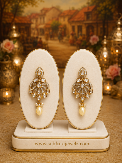 Royal Polki Pearl Drop Earrings