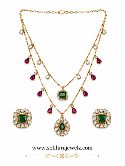 Garden Emerald Ruby Necklace Set