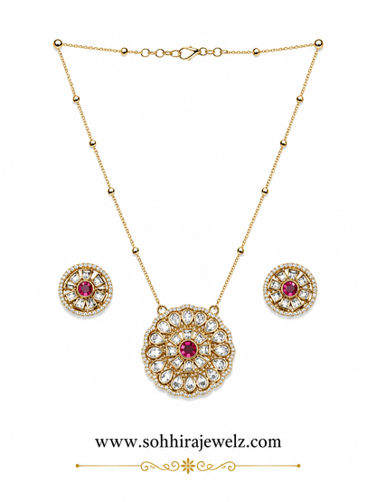 Ruby Rosette Pendant Set