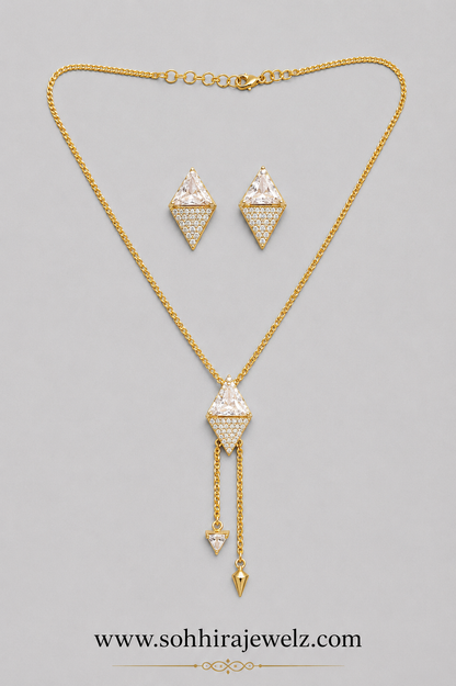 Sohhira Geometric Diamond Kite Pendant Set