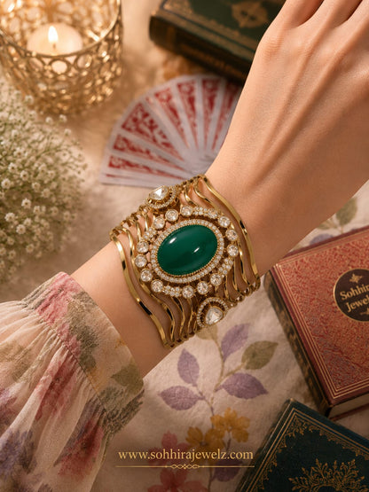 Empress Wave Emerald Cuff Bracelet