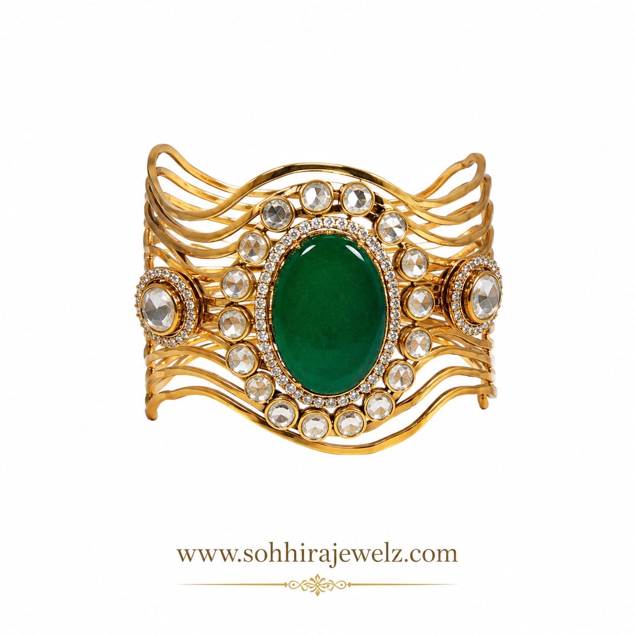Empress Wave Emerald Cuff Bracelet