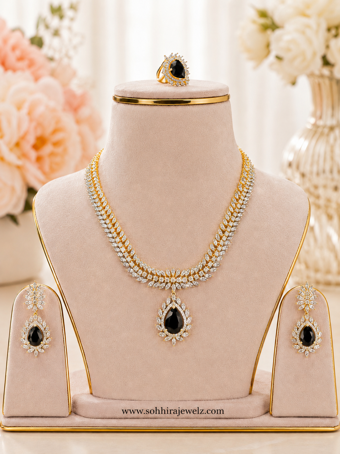 Midnight Noir Jewellery Set with Ring