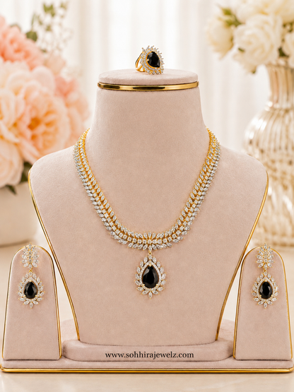 Midnight Noir Jewellery Set with Ring